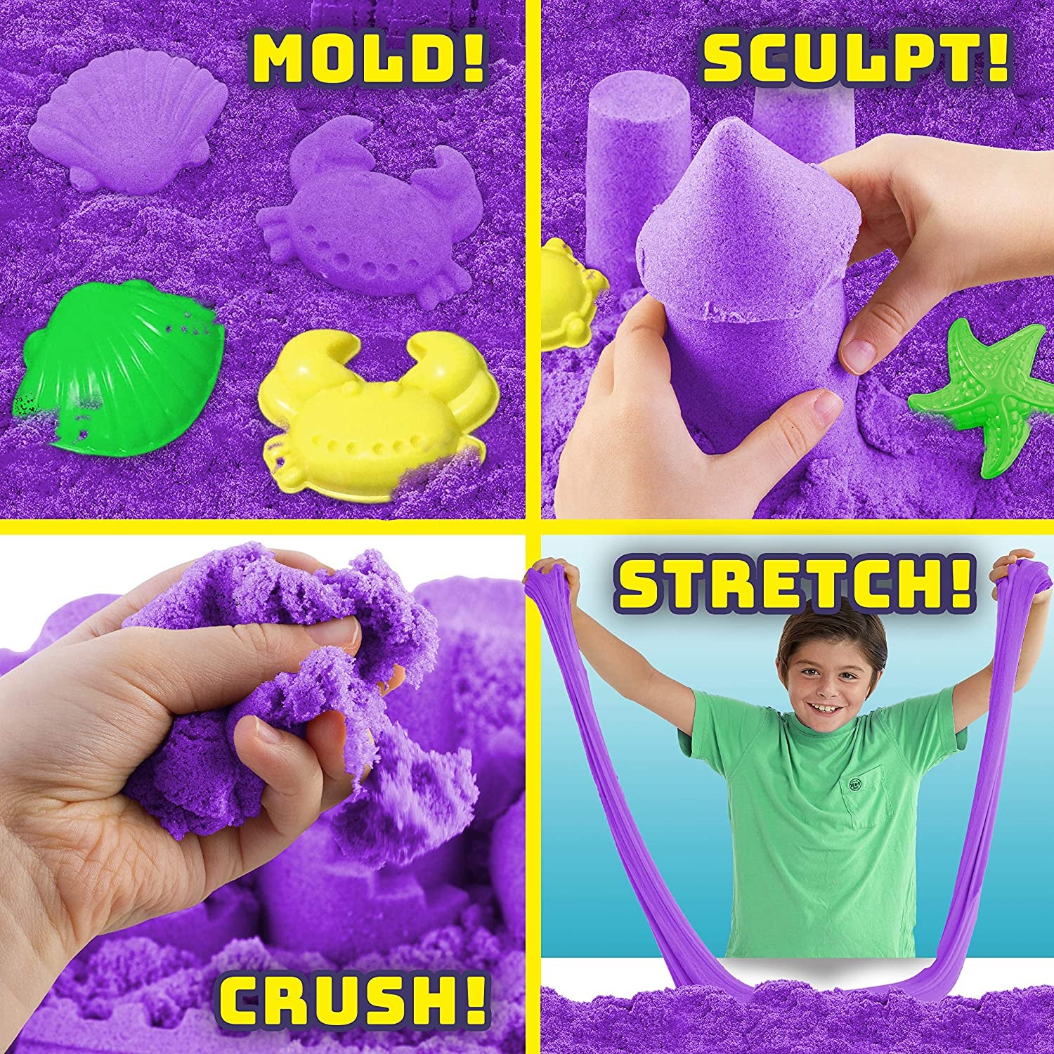 Zzand Stretch Sand Kit with Molding Tools - Reusable Craft Sand for Stress Relief, Sensory Play, and Therapy - Children's Slime Play Sand - Ages 3 & Up