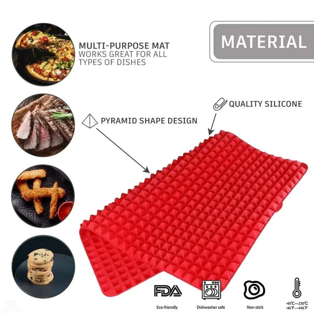 Heat-Resistant Mat Kitchen Tools Non-Stick Silicone Pyramid Cooking Mat Baking Mat with Grid Versatile Oven BBQ Cooking Mat