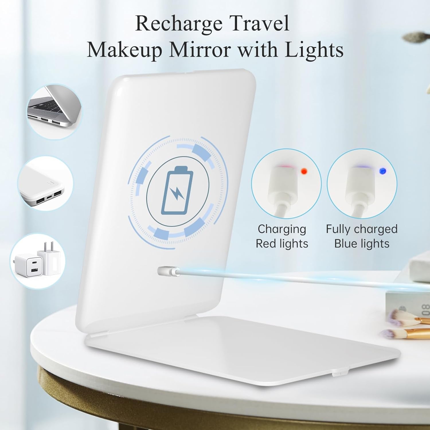 Your Portable Glow-Up Buddy: Rechargeable LED Makeup Mirror with 72 Lights, 3 Color Modes, Dimmable Touch Screen, and Foldable Design